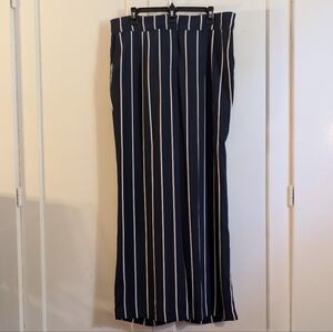 Madison Curvy Blue And White Striped Pants, 14W, Wide Leg